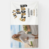 Gold Black Retro Groovy 60th Birthday Photo 横断幕 (縦)