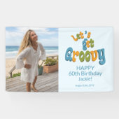 Gold Black Retro Groovy 60th Birthday Photo 横断幕 (横)