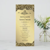 Gold Black Royal Damask Wedding Program プログラム (スタンド正面)