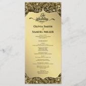 Gold Black Royal Damask Wedding Program プログラム (正面)