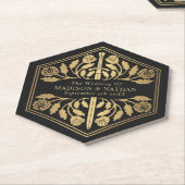 Gold Black Royal Medieval Sword Wedding ペーパーコースター (アングル)