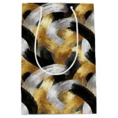 Gold Black Silver Glam Confetti Christmas ミディアムペーパーバッグ (正面)