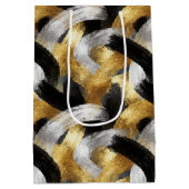 Gold Black Silver Glam Confetti Christmas ミディアムペーパーバッグ (裏面)