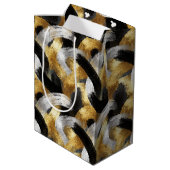 Gold Black Silver Glam Confetti Christmas ミディアムペーパーバッグ (裏面アングル)