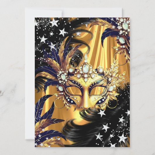 Gold Black Silver Magical Night Masquerade Party 招待状 (裏面)