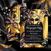 Gold Black Silver Magical Night Masquerade Party 招待状