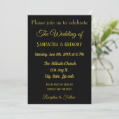 Gold & Black Simple Elegant Wedding Invitation 招待状 (スタンド正面)