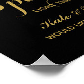 Gold & Black sparkler send off wedding sign ポスター (角)