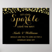 Gold & Black sparkler send off wedding sign ポスター (正面)