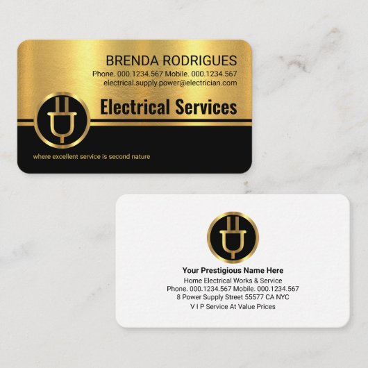 Gold Black Stripes Power Plug 名刺 (正面/裏面)