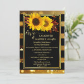 Gold Black Sunflower Happily Ever After Wedding 招待状 (スタンド正面)