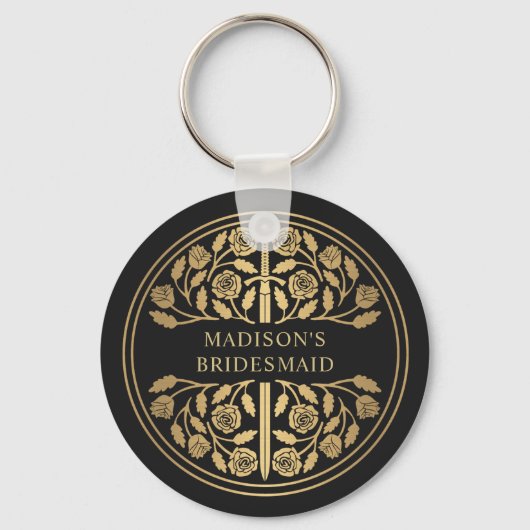 Gold Black Sword Bridesmaid Royal Wedding Gift キーホルダー (正面)