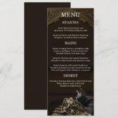 Gold Black Venetian Gothic Masquerade Elegant Menu 招待状 (正面/裏面)