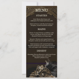 Gold Black Venetian Gothic Masquerade Elegant Menu 招待状