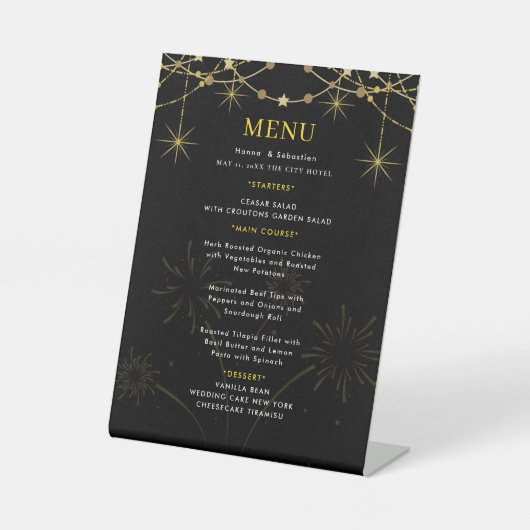 Gold Black Wedding Menu 台座サイン (正面)