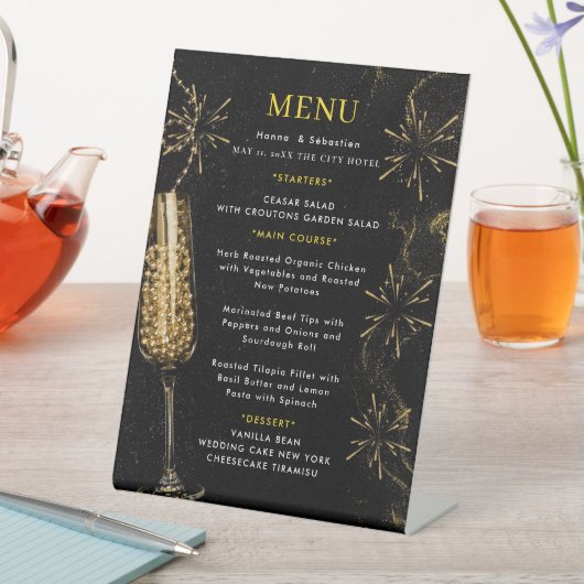 Gold Black Wedding Menu 台座サイン (インサイチュ)