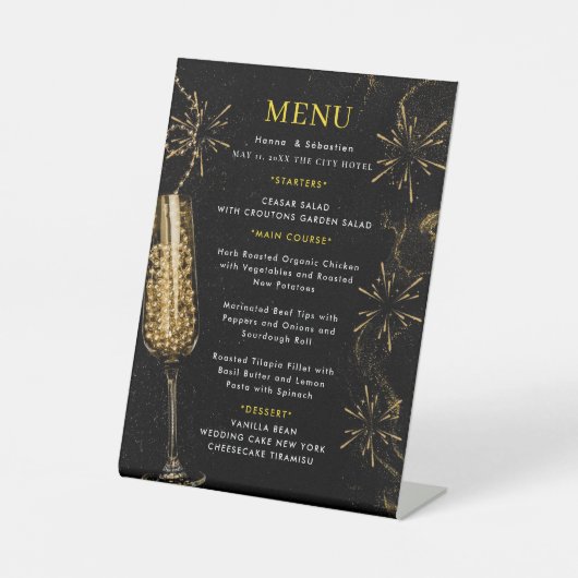 Gold Black Wedding Menu 台座サイン (正面)