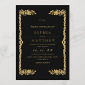  Gold Black Wedding Photo Invitation 招待状 (正面)