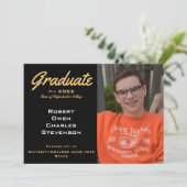 Gold Black White Photo Graduation Announcement 招待状 (スタンド正面)