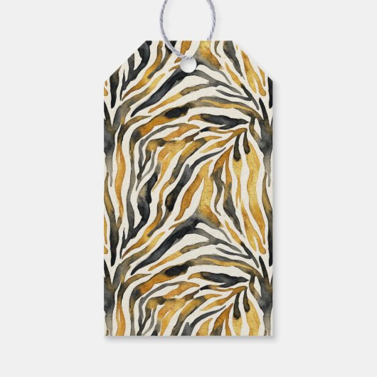 Gold Black Zebra Print Pattern ギフトタグ (裏面)