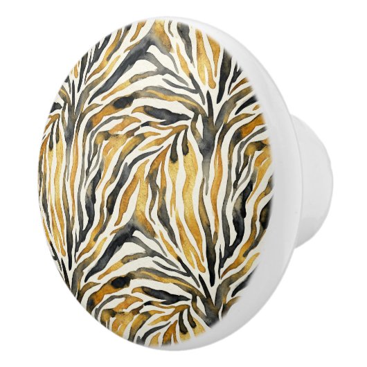 Gold Black Zebra Print Pattern セラミックノブ (右)