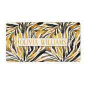 Gold Black Zebra Print Pattern ラベル (正面)