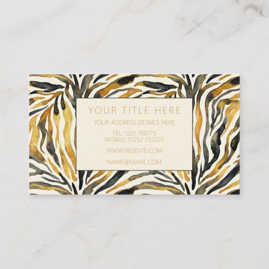 Gold Black Zebra Print Pattern 名刺 (裏面)