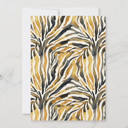 Gold Black Zebra Print Pattern 招待状 (裏面)