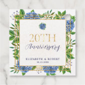 Gold Blue Hydrangea 20th Wedding Anniversary  フェイバータグ (裏面)