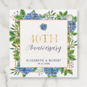 Gold Blue Hydrangea 40th Wedding Anniversary  フェイバータグ (裏面)