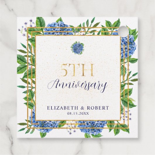 Gold Blue Hydrangea 5th Wedding Anniversary  フェイバータグ (裏面)