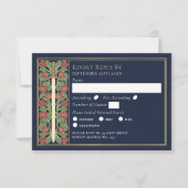 Gold Blue Medieval Floral Sword Wedding RSVP (正面)