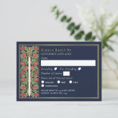 Gold Blue Medieval Floral Sword Wedding RSVP (スタンド正面)