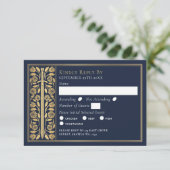 Gold Blue Medieval Sword Wedding RSVP (スタンド正面)