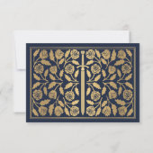 Gold Blue Medieval Sword Wedding RSVP (裏面)