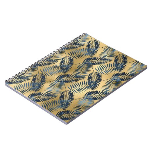 Gold Blue Palm Leaf Journal  ノートブック (左側)