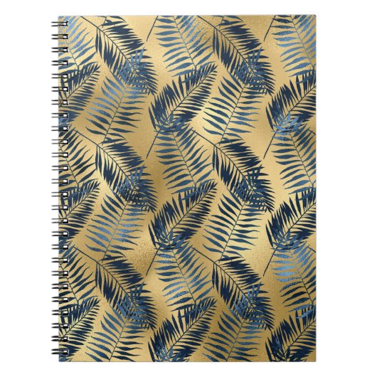 Gold Blue Palm Leaf Journal  ノートブック (正面)