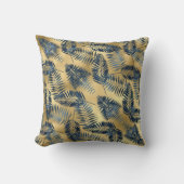 Gold Blue Palm Leaf Throw Pillow  クッション (正面)