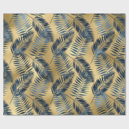 Gold Blue Palm Leaf Wrapping Paper  ラッピングペーパー