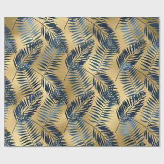 Gold Blue Palm Leaf Wrapping Paper ラッピングペーパー