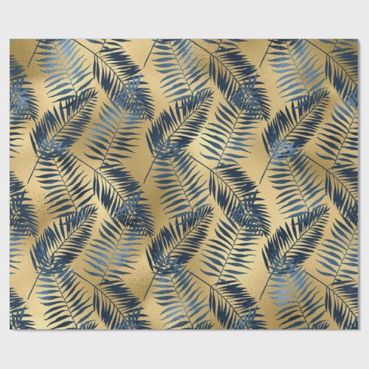 Gold Blue Palm Leaf Wrapping Paper  ラッピングペーパー (フラット)