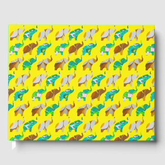 Gold & Blue Retro Elephants ゲストブック