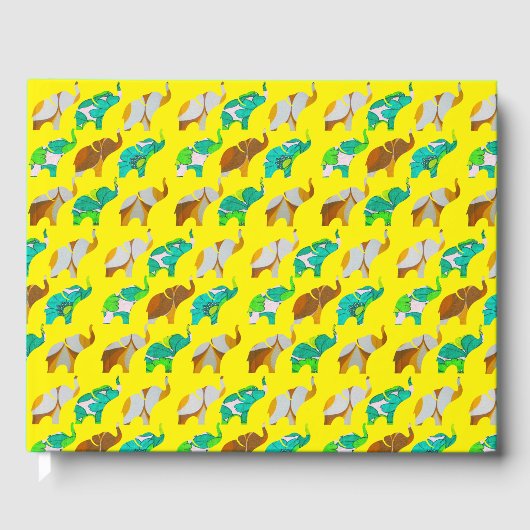 Gold & Blue Retro Elephants ゲストブック (正面)