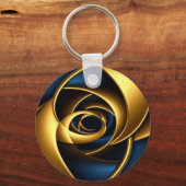 gold blue spiral abstract vortex pattern luxury ge キーホルダー (正面)