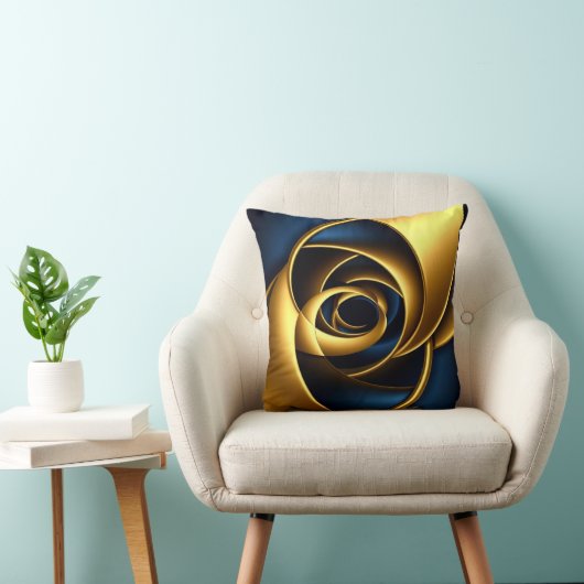 gold blue spiral abstract vortex pattern luxury ge クッション (椅子)