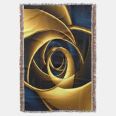 gold blue spiral abstract vortex pattern luxury ge スローブランケット (正面縦)