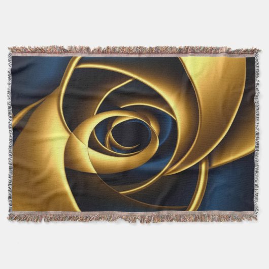 gold blue spiral abstract vortex pattern luxury ge スローブランケット (正面)