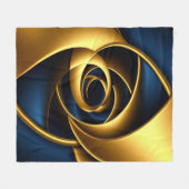 gold blue spiral abstract vortex pattern luxury ge フリースブランケット (正面(横))
