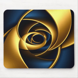 gold blue spiral abstract vortex pattern luxury ge マウスパッド