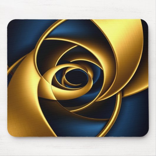 gold blue spiral abstract vortex pattern luxury ge マウスパッド (正面)
